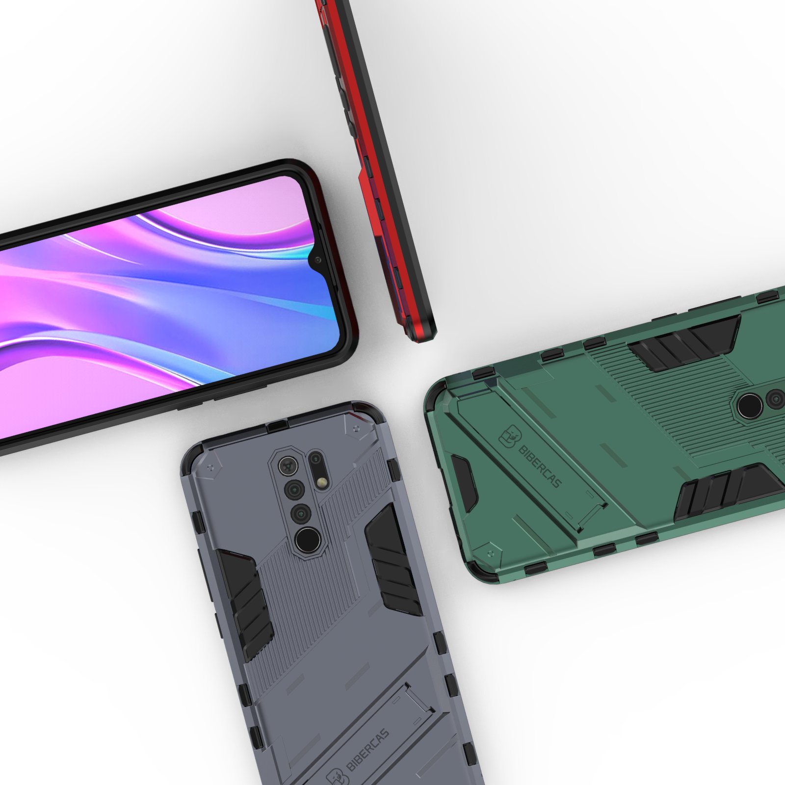 Wholesale Punk Armor Phone Back Cover for Redmi 9 9A 9C Phone Case Shockproof with Invisible Bracket