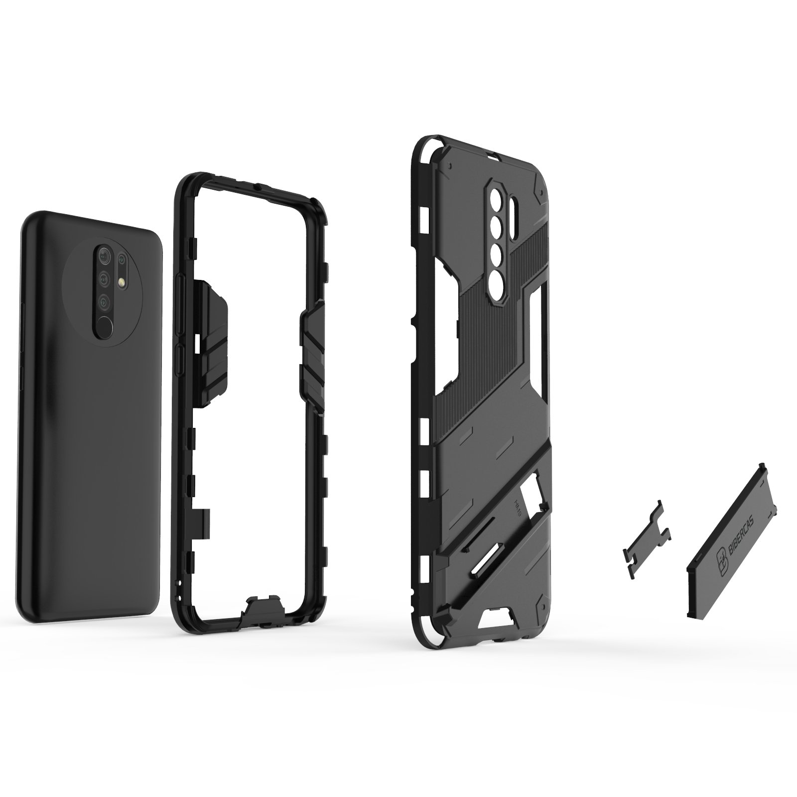 Wholesale Punk Armor Phone Back Cover for Redmi 9 9A 9C Phone Case Shockproof with Invisible Bracket