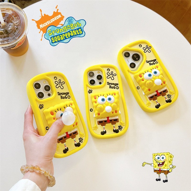 SpongeBob SquarePants Bubble for iphone 15Promax Silicone Phone Case Cartoon Cute mobile cover mobile Phone Accessories