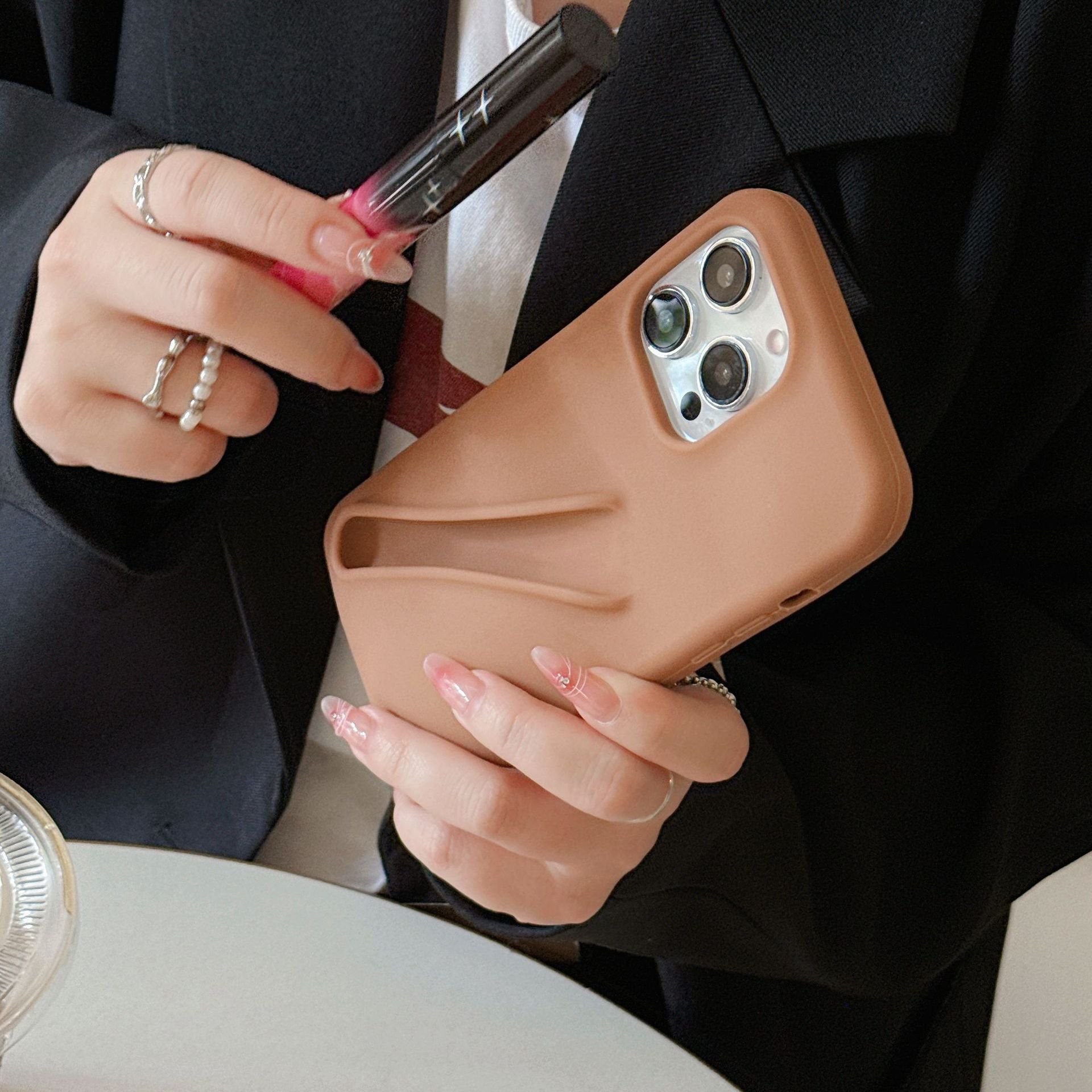 lip gloss soft tpu diy charms matte silicone balm lipstick sexy mobile phone cases for iPhone16 15 14 13