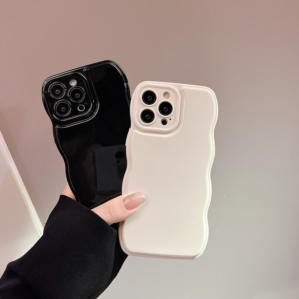 Simple Wave Pattern Case For Iphone15 Pro Max 11 12 13 14 Xr Phone Case 15pro Max Solid Color Wavy Soft Case Glossy TPU