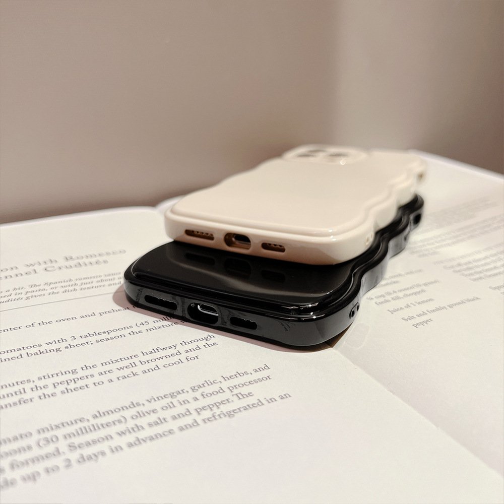 Simple Wave Pattern Case For Iphone15 Pro Max 11 12 13 14 Xr Phone Case 15pro Max Solid Color Wavy Soft Case Glossy TPU