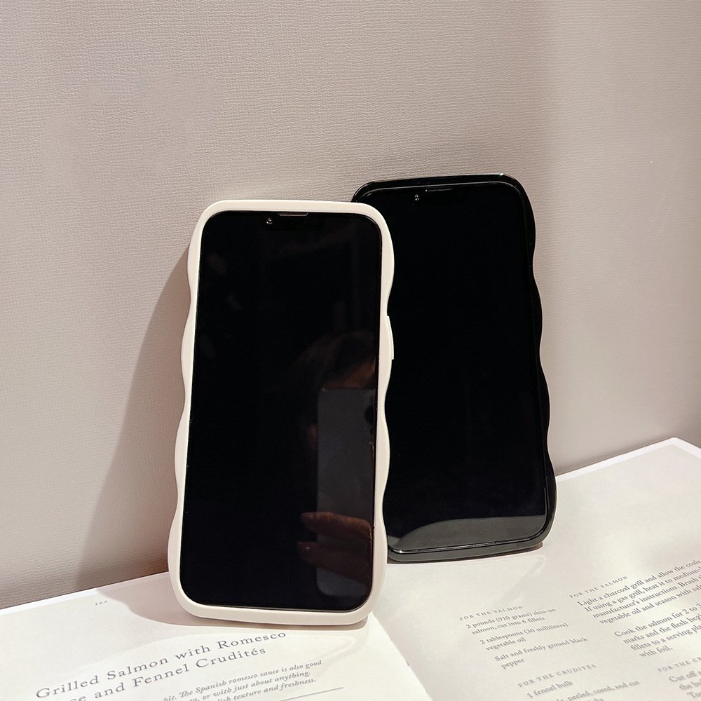 Simple Wave Pattern Case For Iphone15 Pro Max 11 12 13 14 Xr Phone Case 15pro Max Solid Color Wavy Soft Case Glossy TPU