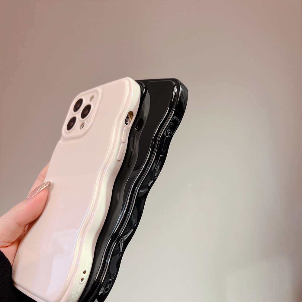 Simple Wave Pattern Case For Iphone15 Pro Max 11 12 13 14 Xr Phone Case 15pro Max Solid Color Wavy Soft Case Glossy TPU