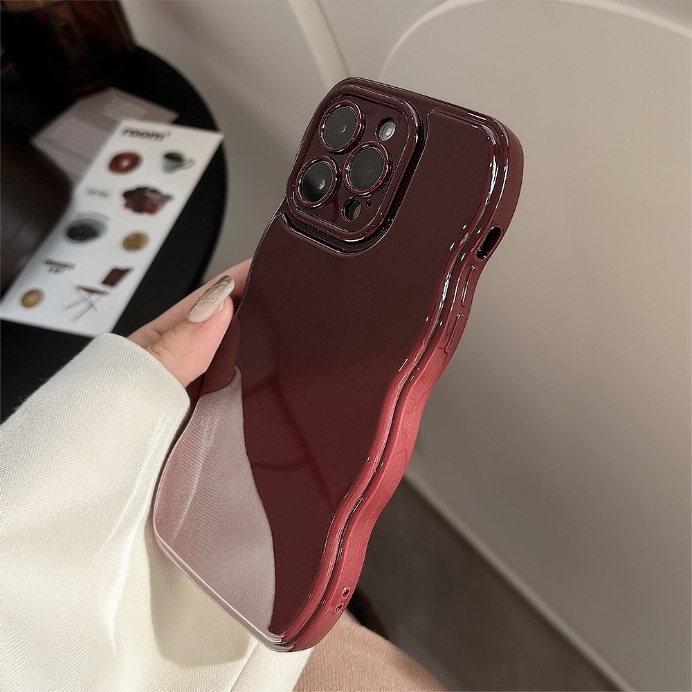 Simple Wave Pattern Case For Iphone15 Pro Max 11 12 13 14 Xr Phone Case 15pro Max Solid Color Wavy Soft Case Glossy TPU