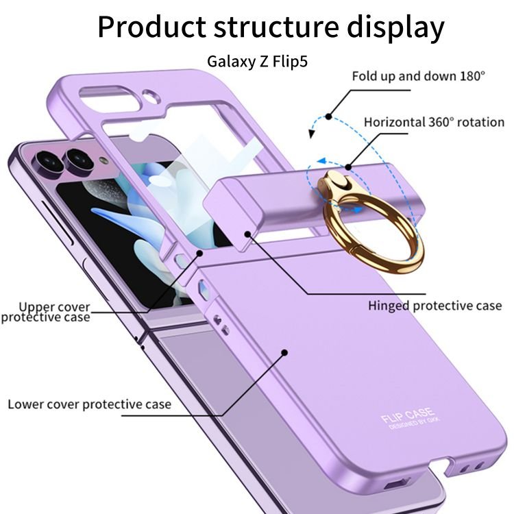 For Samsung z flip 5 phone case ultra-thin hinge ring folding screen shell film protective case Flip5 5G case