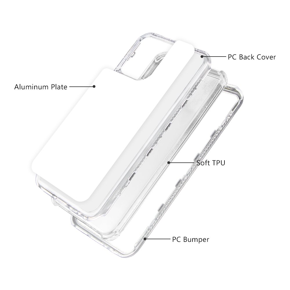 Popular DIY Blank Sublimation 2D 3in1 Heavy Duty Shockproof Mobile Phone Case For ZTE AXON 50 LITE 4G / AXON 60 / Blade A52 Lite