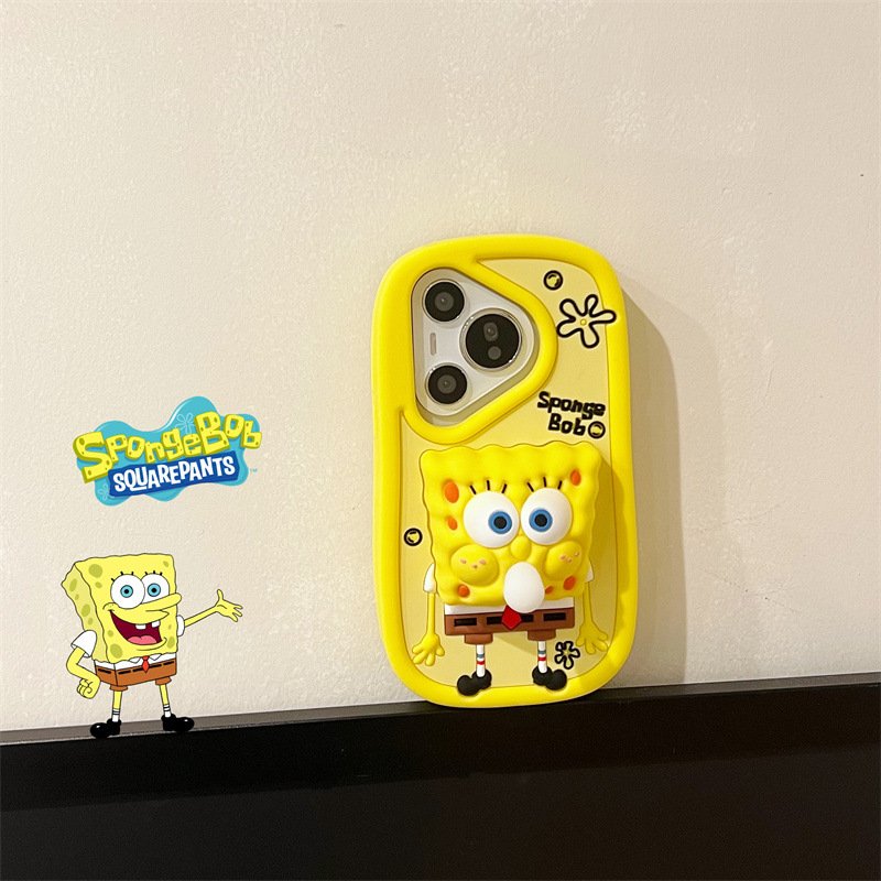 SpongeBob SquarePants Bubble Silicone Cartoon Cute Soft girl's Phone Case for iphone 11 12 13 14 15 16 Pro Max Cell Cover