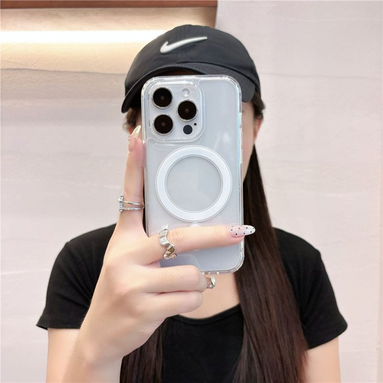 Shenzhen Custom Logo Magnetic Transparent PC Phone Case for iPhone 14/15 Max S24 Ultra Models