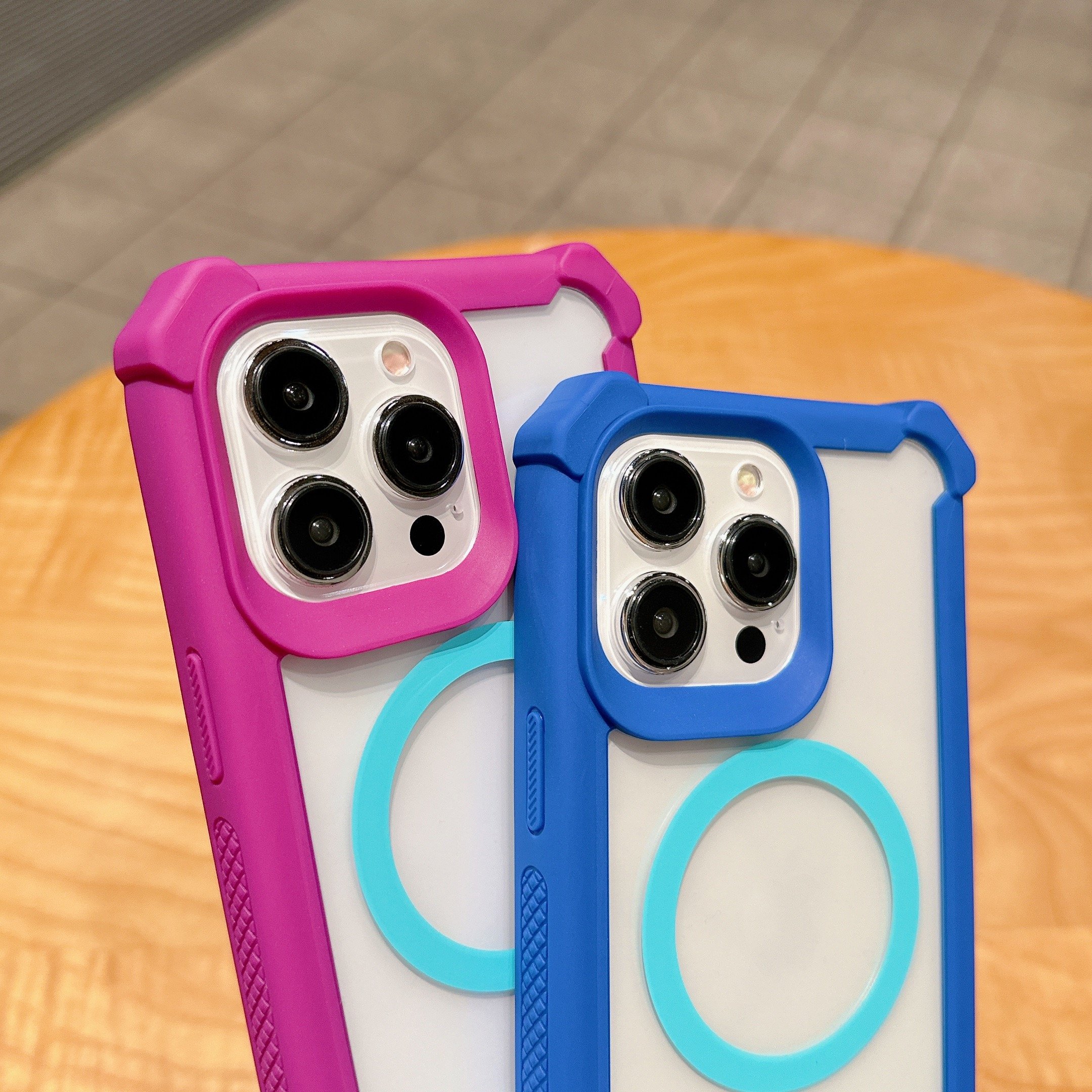 Space Shell Magnetic Suction Solid Color Edge Cell Phone Case for iPhone 15 Shockproof Wireless charging Full protected