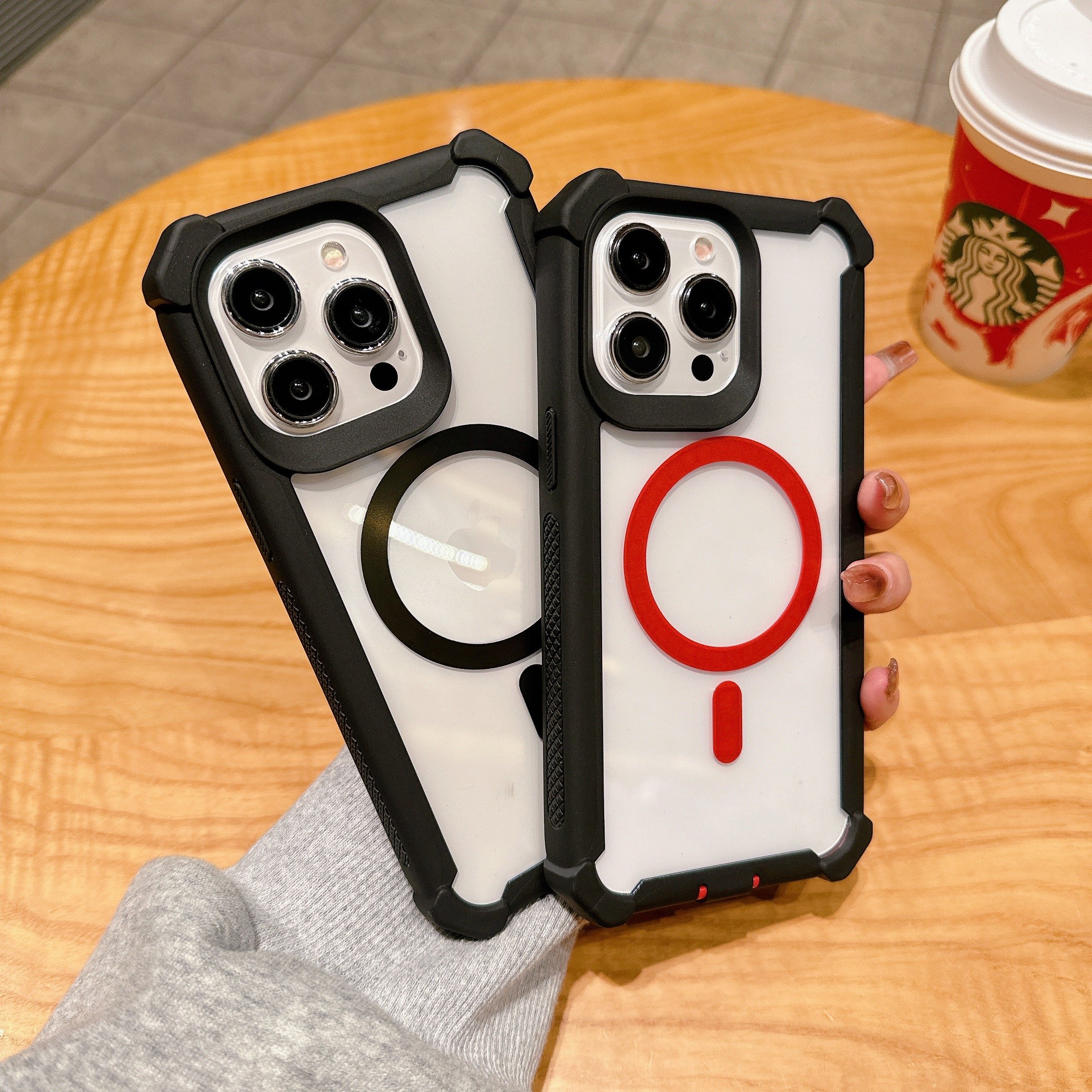 Space Shell Magnetic Suction Solid Color Edge Cell Phone Case for iPhone 15 Shockproof Wireless charging Full protected