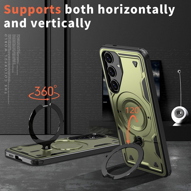 Ring Kickstand Wireless Charging Phone Case For Samsung S24 Plus With Camera Lens Protective Cover For Galaxy S23 Fe S24 Ultra