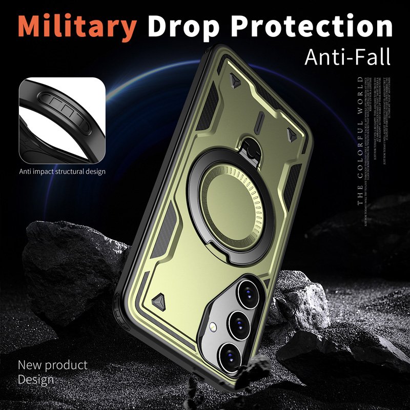 Ring Kickstand Wireless Charging Phone Case For Samsung S24 Plus With Camera Lens Protective Cover For Galaxy S23 Fe S24 Ultra