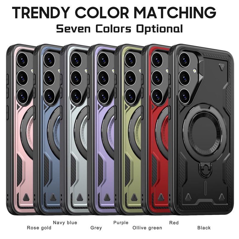 Ring Kickstand Wireless Charging Phone Case For Samsung S24 Plus With Camera Lens Protective Cover For Galaxy S23 Fe S24 Ultra