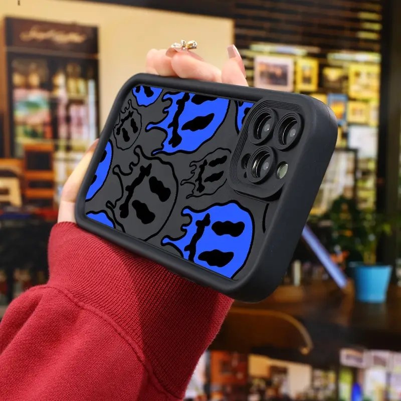New Popular Design Blue Ghost Face Phone case For iPhone 15 Pro Max 14 13 12 11 XS XR personality candy Shockproof Mobile Cover