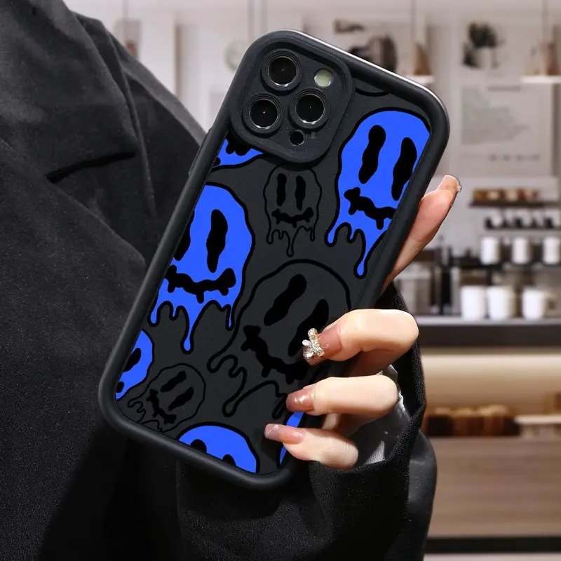 New Popular Design Blue Ghost Face Phone case For iPhone 15 Pro Max 14 13 12 11 XS XR personality candy Shockproof Mobile Cover
