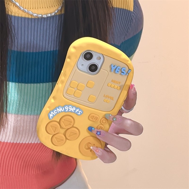 Cute Game Machine silicone Mobile Phone Case For iPhone 16 15 14 13 12 11 Pro max Chicken Fashion Cartoon Shockproof Back Cover