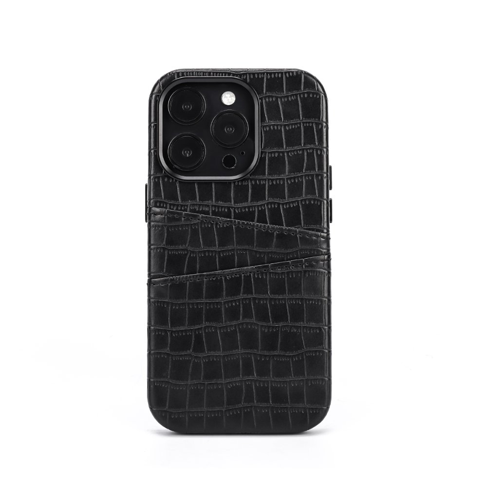 Luxury Crocodile grain vegan leather shockproof Phone case with cards slots for iphone 14 pro
