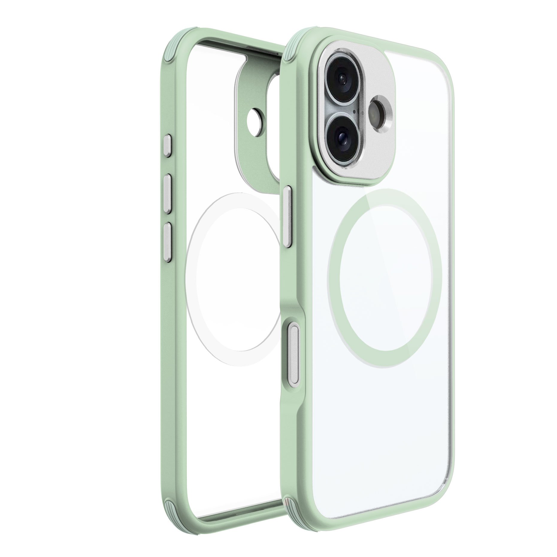 Beelan New Luxury Shockproof TPE Premium Aluminum Alloy Buttons Camera Ring Clear PC Magnetic Case For iPhone 16 Pro Max