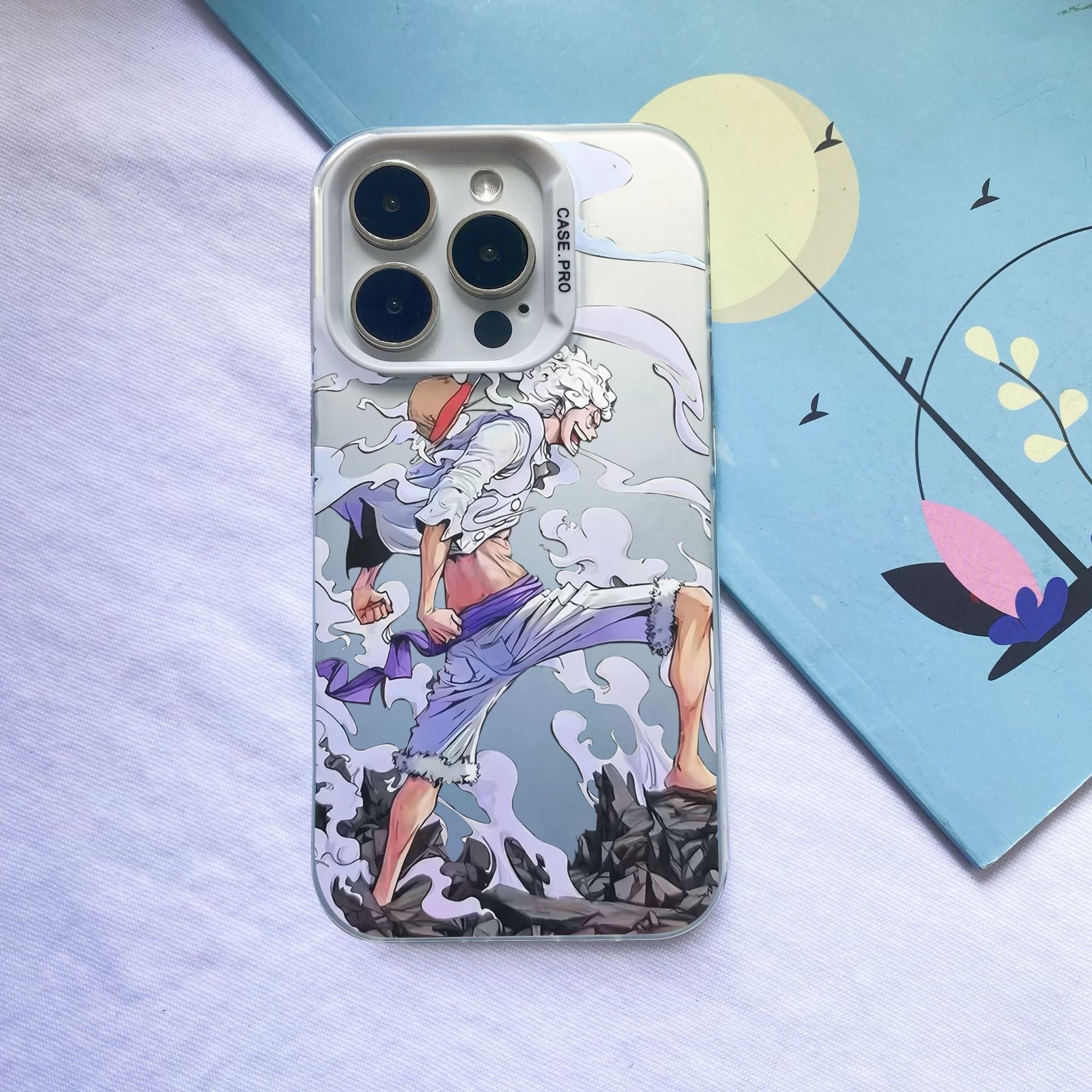 One Piece Luffy Zoro Anime Color Silver Laser IMD Mobile Phone Case for iphone 14 pro max 12 15 Anti Shock Protect Cover Shell