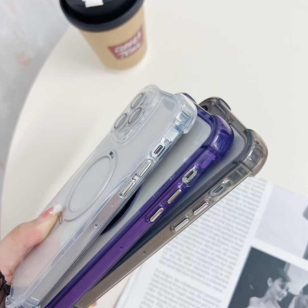New custom tpu pc magnet wireless charger magnetic skin mobile phone case with ring stand for iPhone 14 15 pro max hard covers