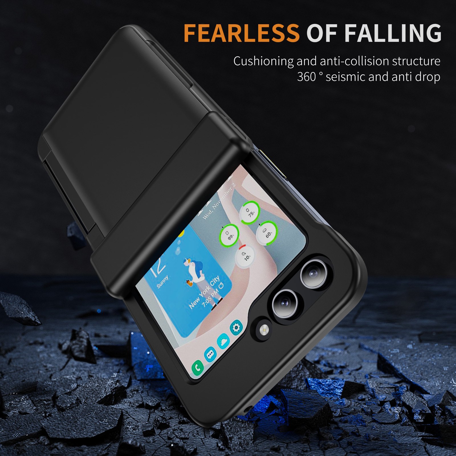 KOREA HOT SELLING KASHI THREE GEN MOBILE PHONE CASE for SAMSUNG BLACK Z FLIP 5 FACTORY WHOLESALE