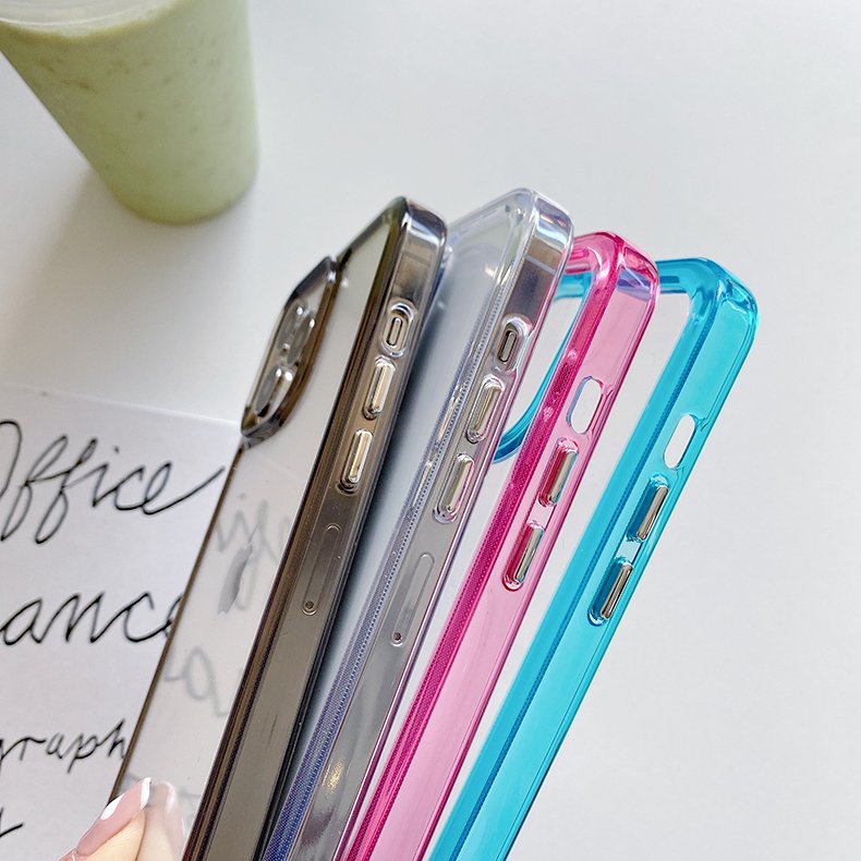 TPU +PC Acrylic 2 in 1 Case Anti Oxygen Non Yellowing Metal Key Mobile Phone Case For iphone Series