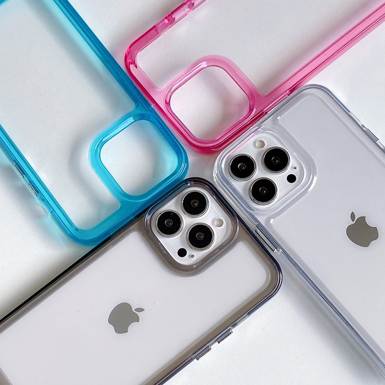 TPU +PC Acrylic 2 in 1 Case Anti Oxygen Non Yellowing Metal Key Mobile Phone Case For iphone Series