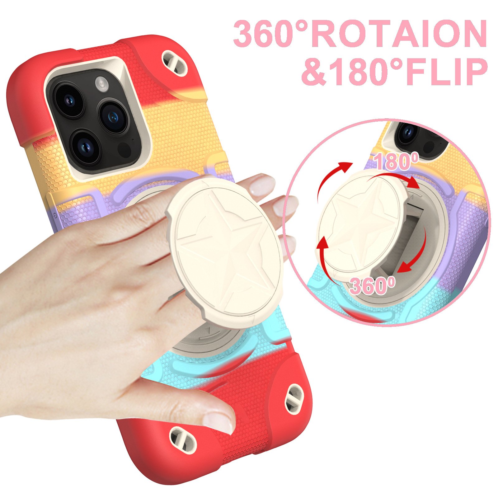 3 in 1 Anti fall Silicone PC Mobile Phone Case For iPhone 15 14 13 12 11 Pro max holder Armor Stand Shield Shockproof Back Cover