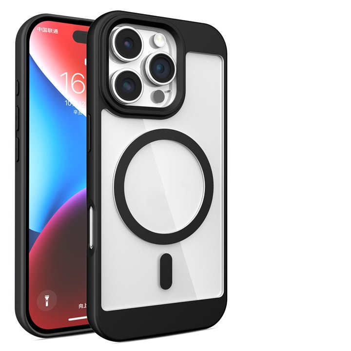 Simple Joint Transparent Acrylic Magnetic Mobile Phone Case For iPhone 11 12 13 14 15 16 pro max Clear Back Cover