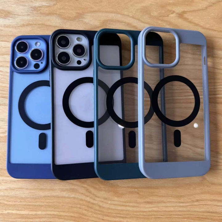 Simple Joint Transparent Acrylic Magnetic Mobile Phone Case For iPhone 11 12 13 14 15 16 pro max Clear Back Cover