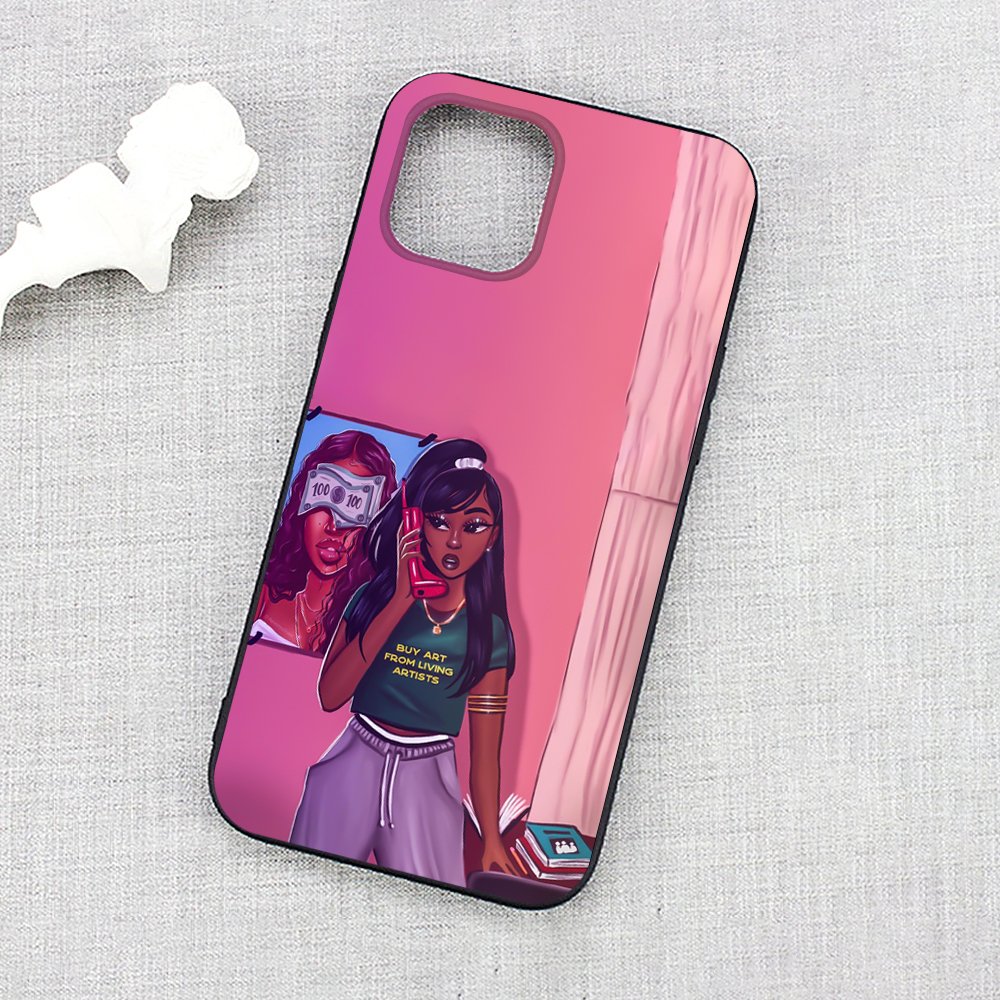 Cartoon black girls women Soft CELL Phone Case For iPhone 12 pro max