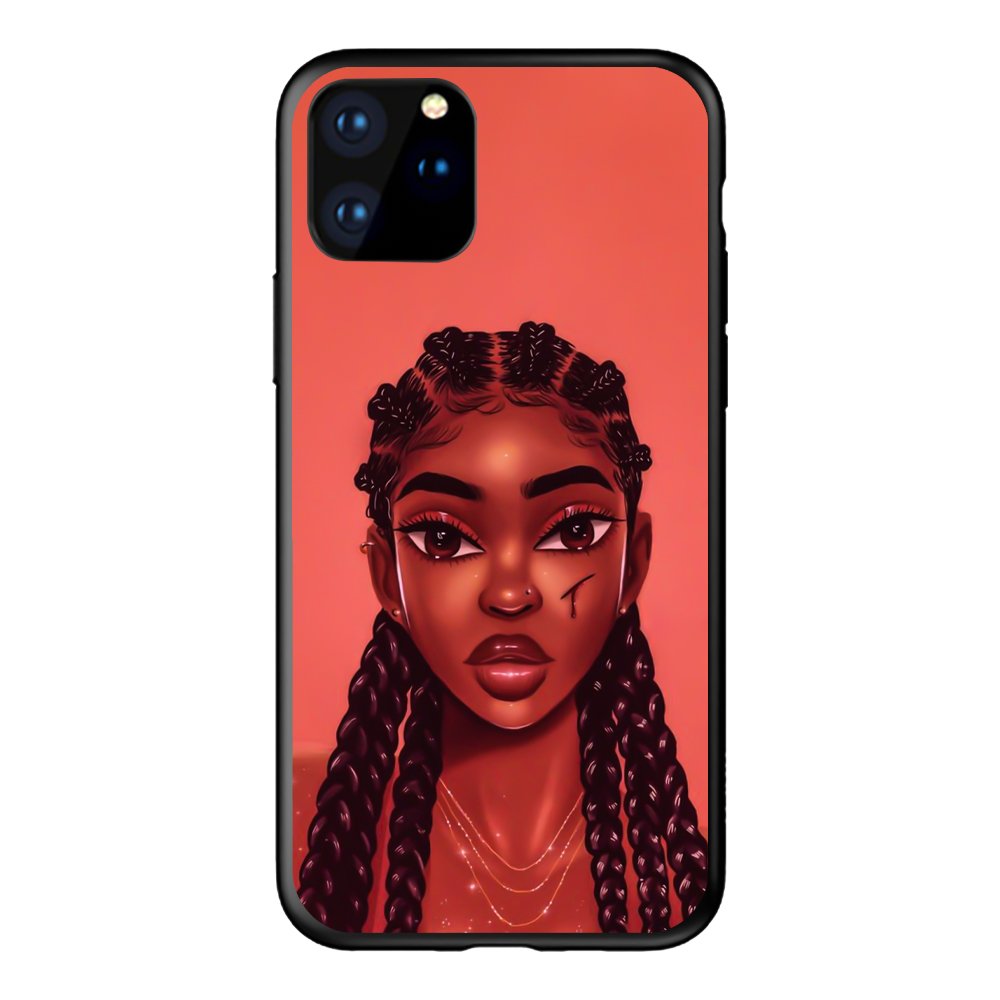 Cartoon black girls women Soft CELL Phone Case For iPhone 12 pro max