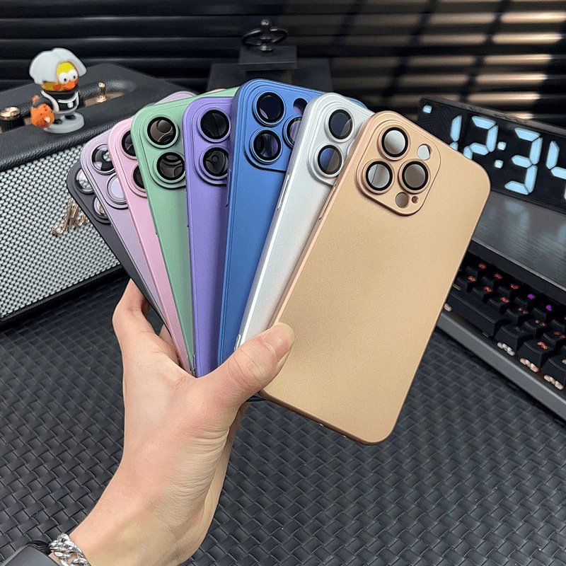Luxury Ultra Thin Matte TPU Soft Mobile Phone Case For iPhone 16 15 14 13 12 Pro Max With Lens Film Protection Shockproof Cover