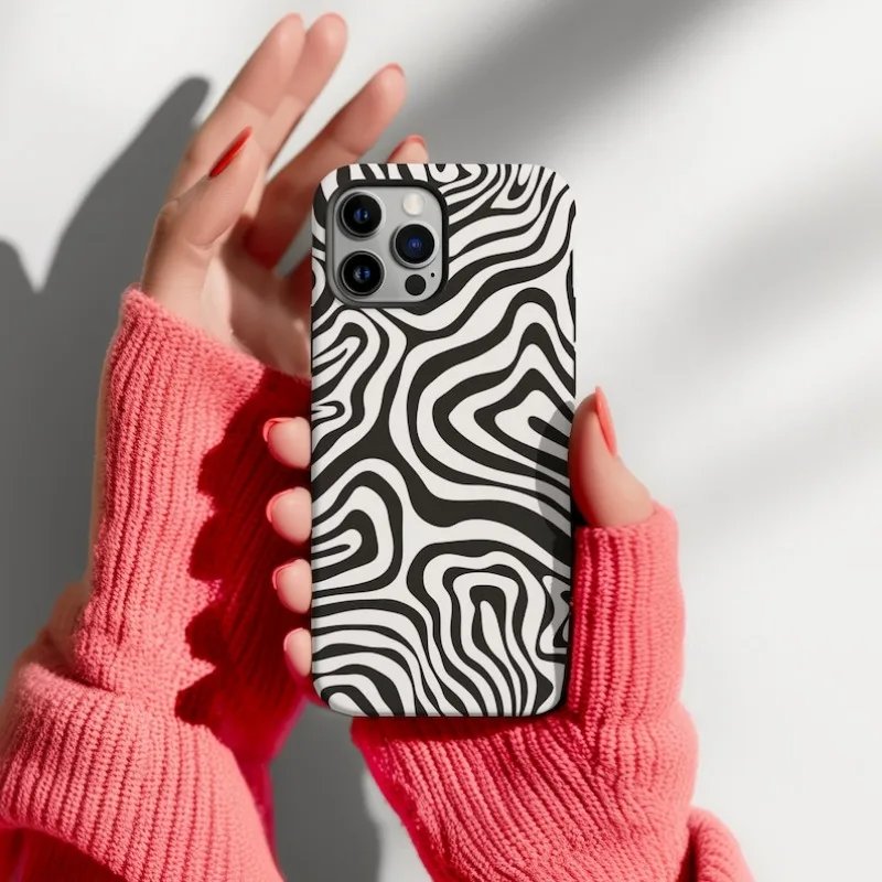 Trendy Groovy Swirls Phone Case For IPHONE 15PRO MAX 14 13 12 11 PRO Plus 15pro Acrylic TPU Two in one Mobile Phone Cases