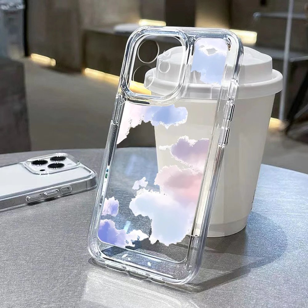 Pink Cloud Clear Phone Case For IPhone 11 Case IPhone 12 13 14 15 Pro Max X XSMax XR 7 8 Plus SE 2020 2022 Soft Shockproof Cover