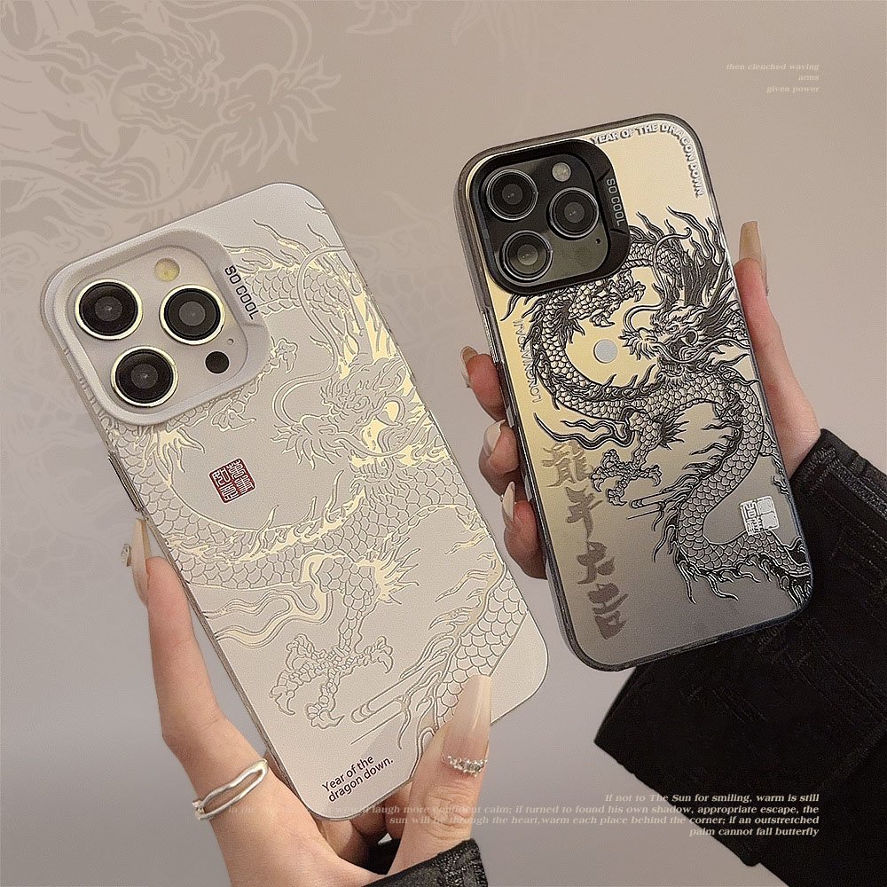 For iPhone 15 14 13 12 11 Pro Max Anti-fall Creative Graffiti Chinese Dragon Pattern Printed Hard PC Mobile Phone Case