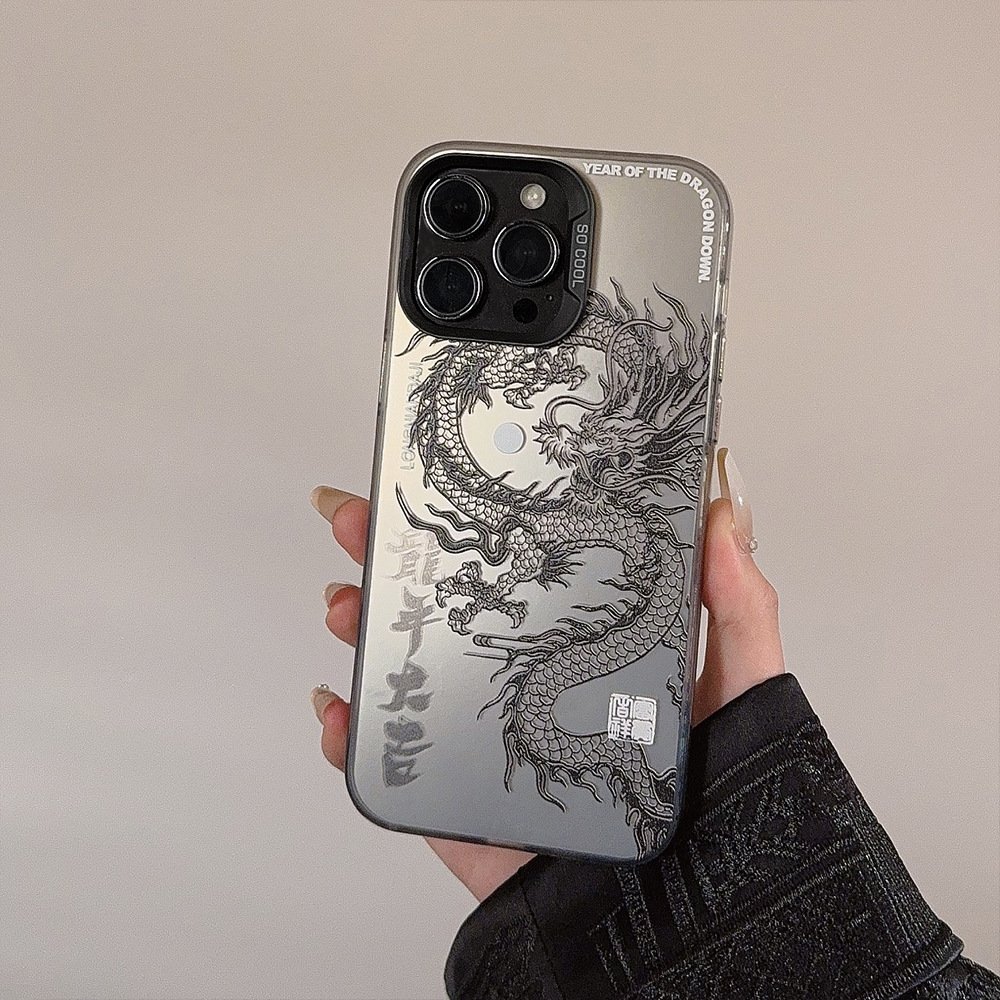 For iPhone 15 14 13 12 11 Pro Max Anti-fall Creative Graffiti Chinese Dragon Pattern Printed Hard PC Mobile Phone Case