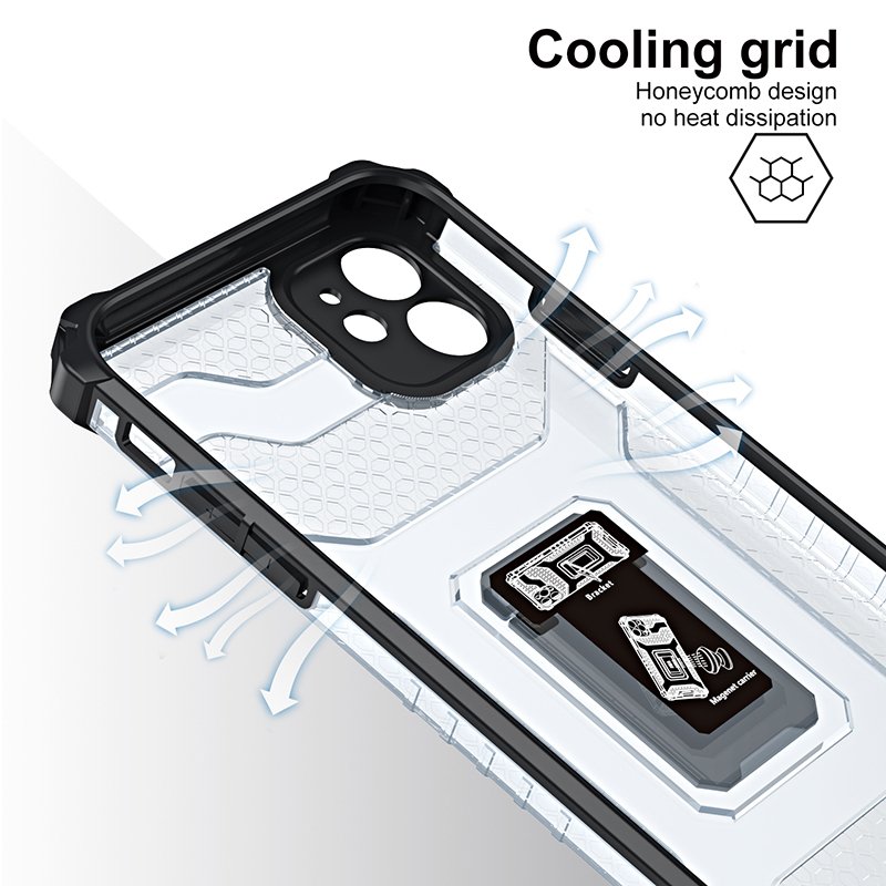 Case for iPhone 11 Pro Max Cover 2 in 1 TPU+PC Hybrid Magnetic Kickstand Transparent Phone Case