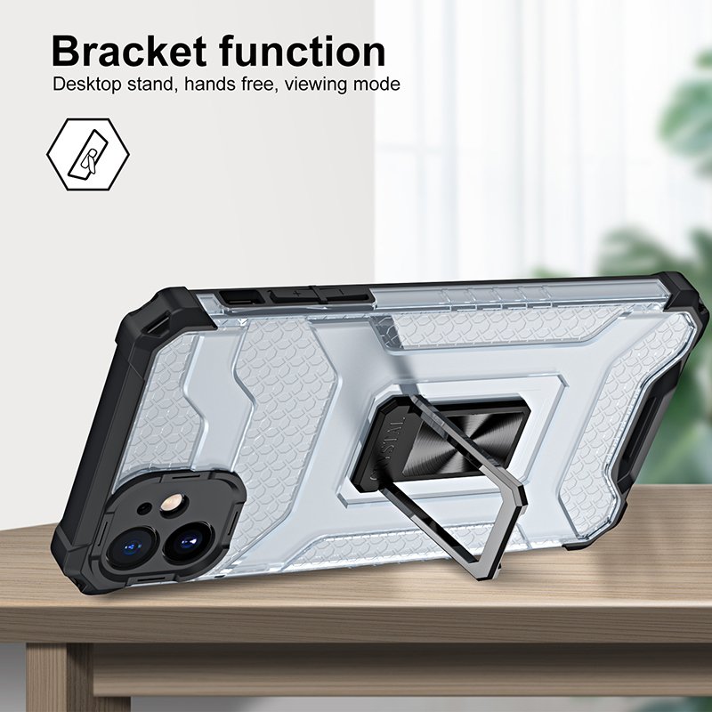 Case for iPhone 11 Pro Max Cover 2 in 1 TPU+PC Hybrid Magnetic Kickstand Transparent Phone Case