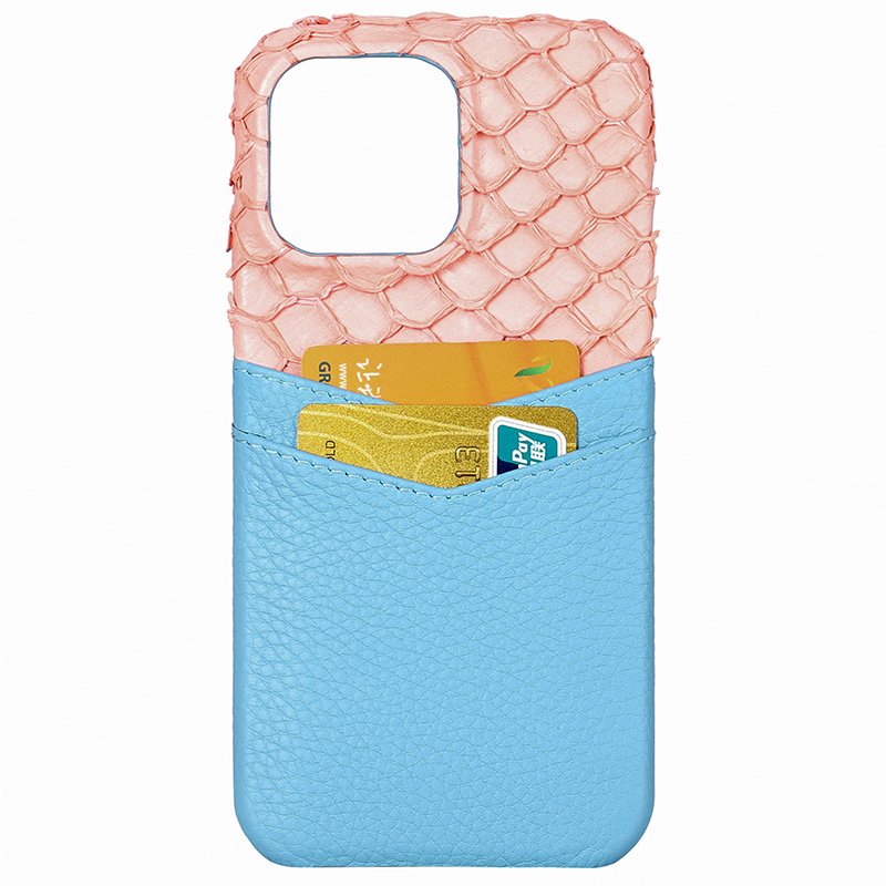 Custom Cell Mobile Phone Cases Painting Edge Craft Pebble Leather Phone Cover Fish Leather Case for iPhone 15 Pro Max