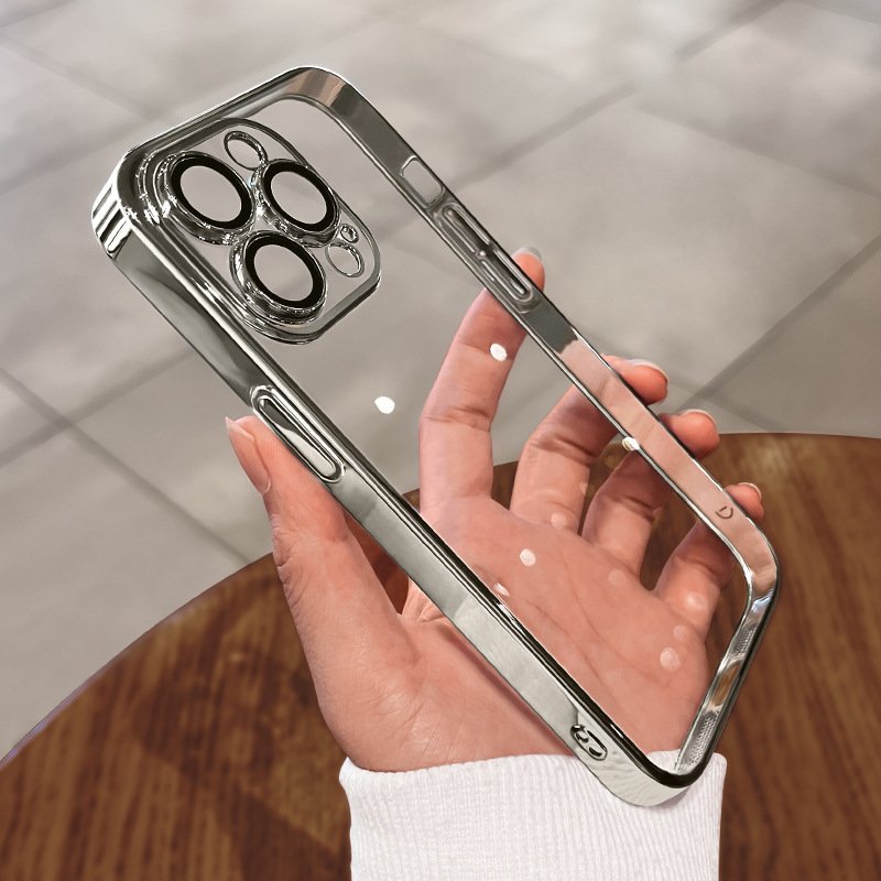 Factory transparent Electroplate PC mobile cell phone accessories cover for apple fundas 13 14 15 16 Pro max clear iphone case