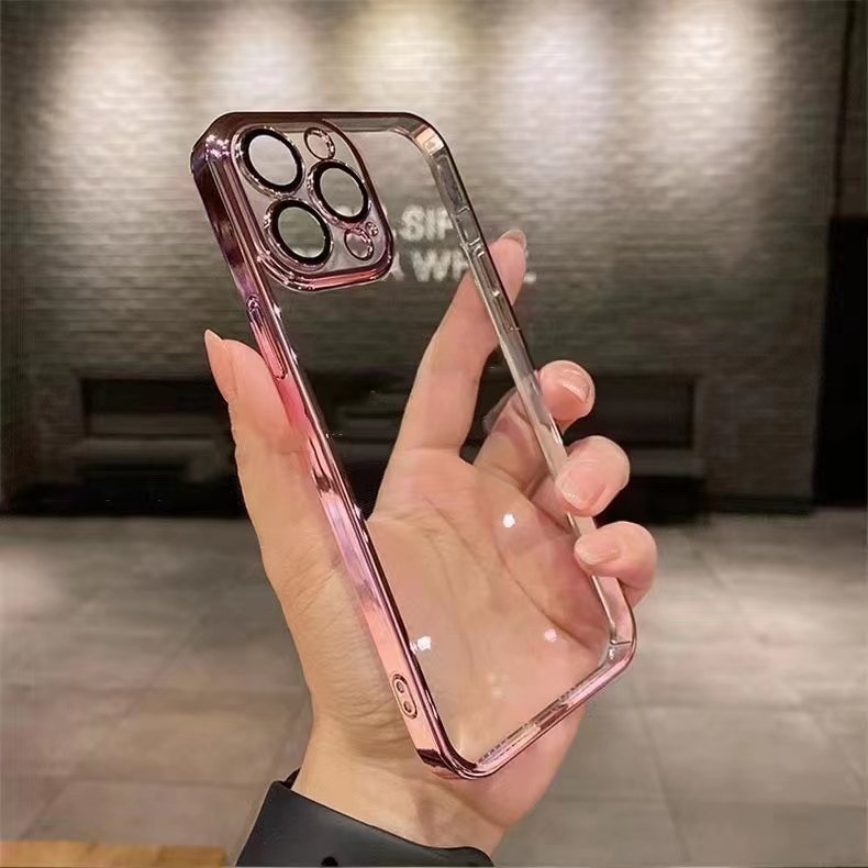 Factory transparent Electroplate PC mobile cell phone accessories cover for apple fundas 13 14 15 16 Pro max clear iphone case