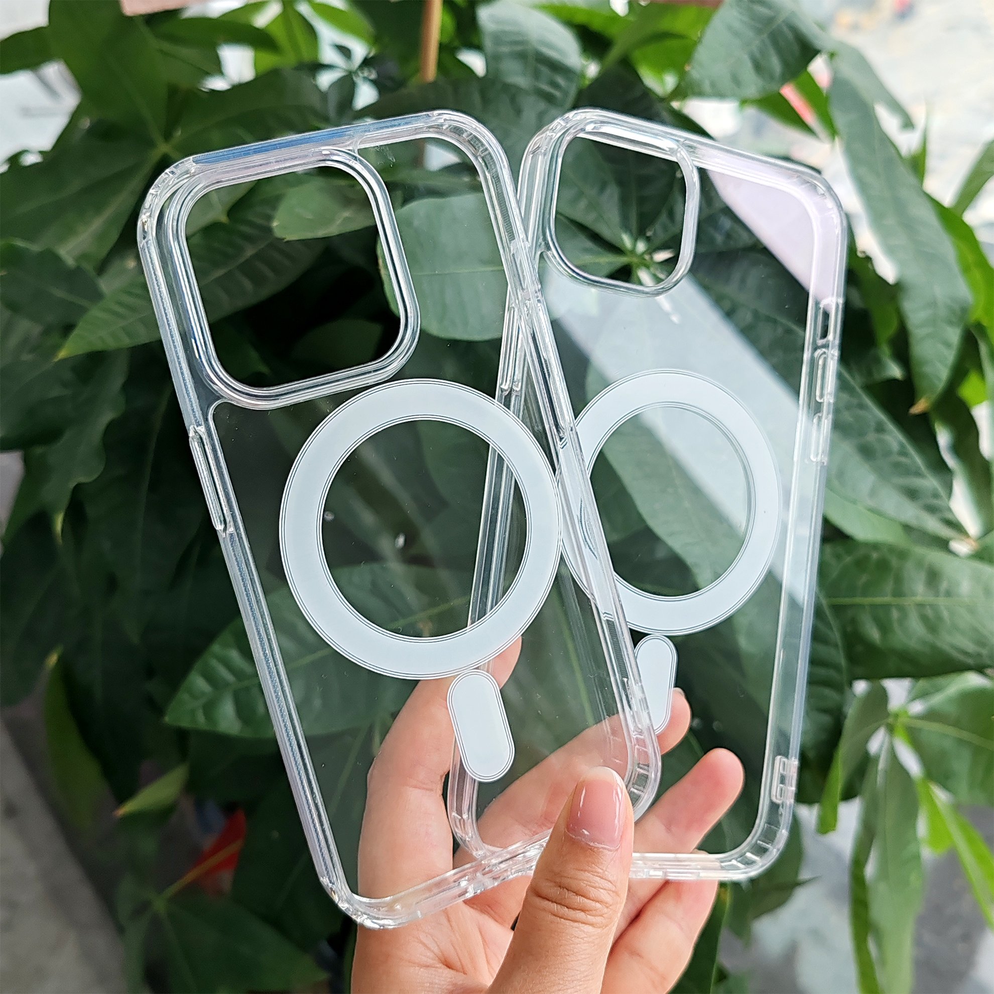 Wholesale Slim Custom Logo Clear Magnetic shockproof case For iPhone 11 12 13 14 15 16 Pro Max Clear Phone Case