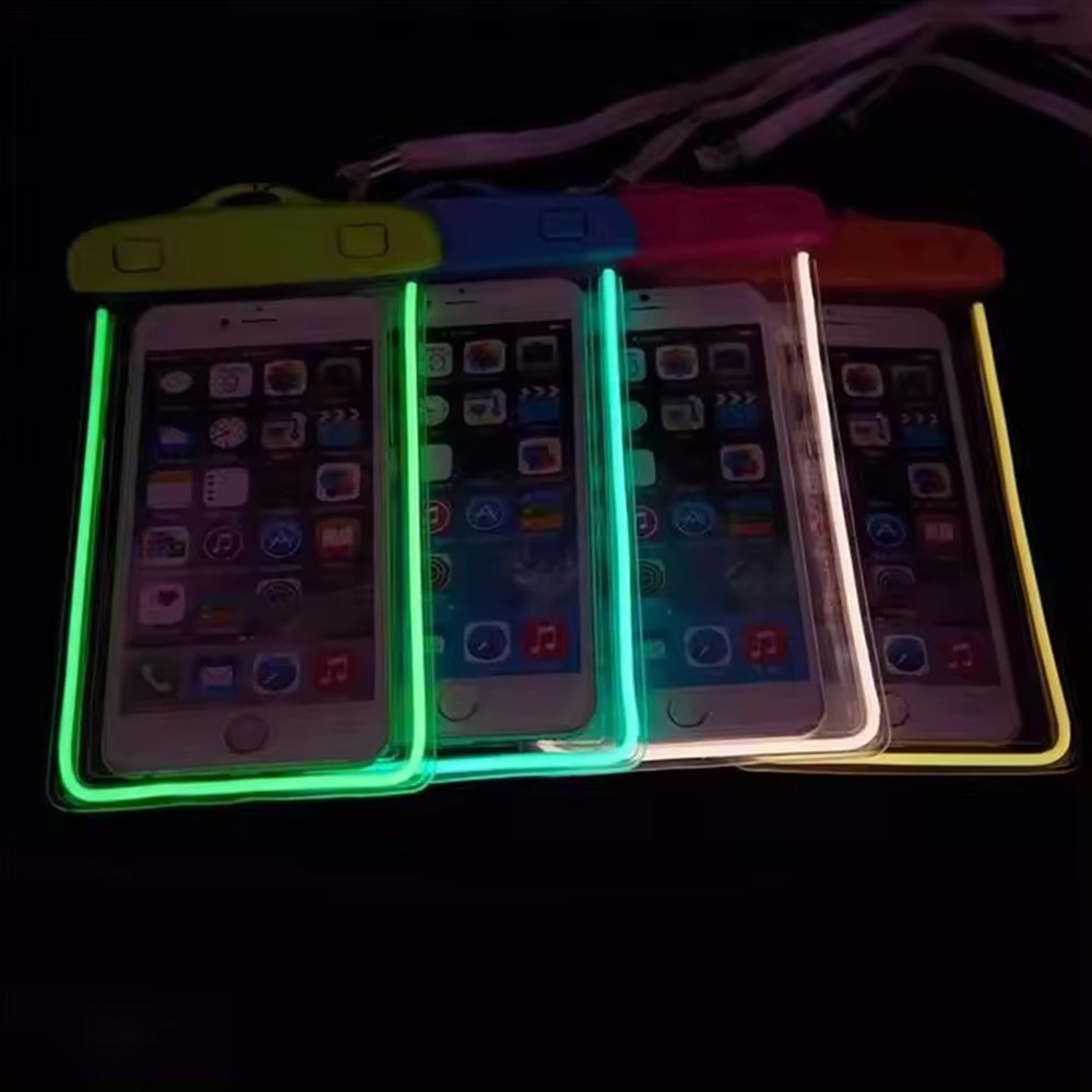 Hot Selling swimming IPX8 waterproof pouch luminous waterproof phone case transparent pvc mobile phone case