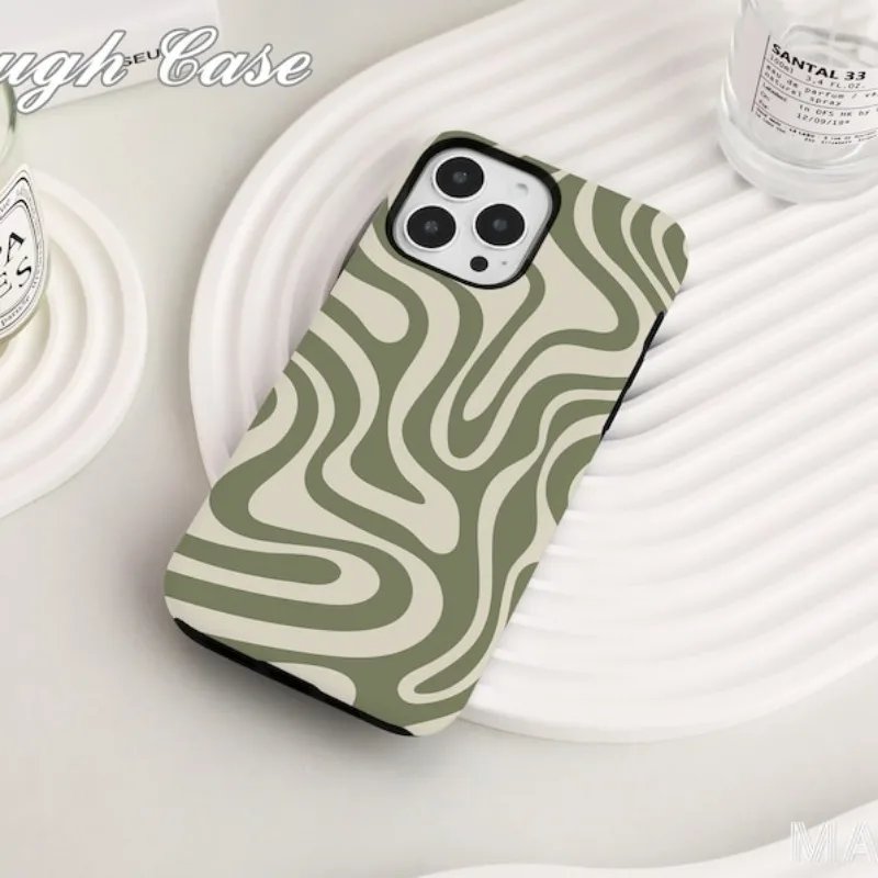 Moss Green Cream Individual Phone Case For IPHONE 15PRO MAX 14 13 12 11 PRO Plus 15pro Acrylic TPU Two in one Mobile Phone Cases