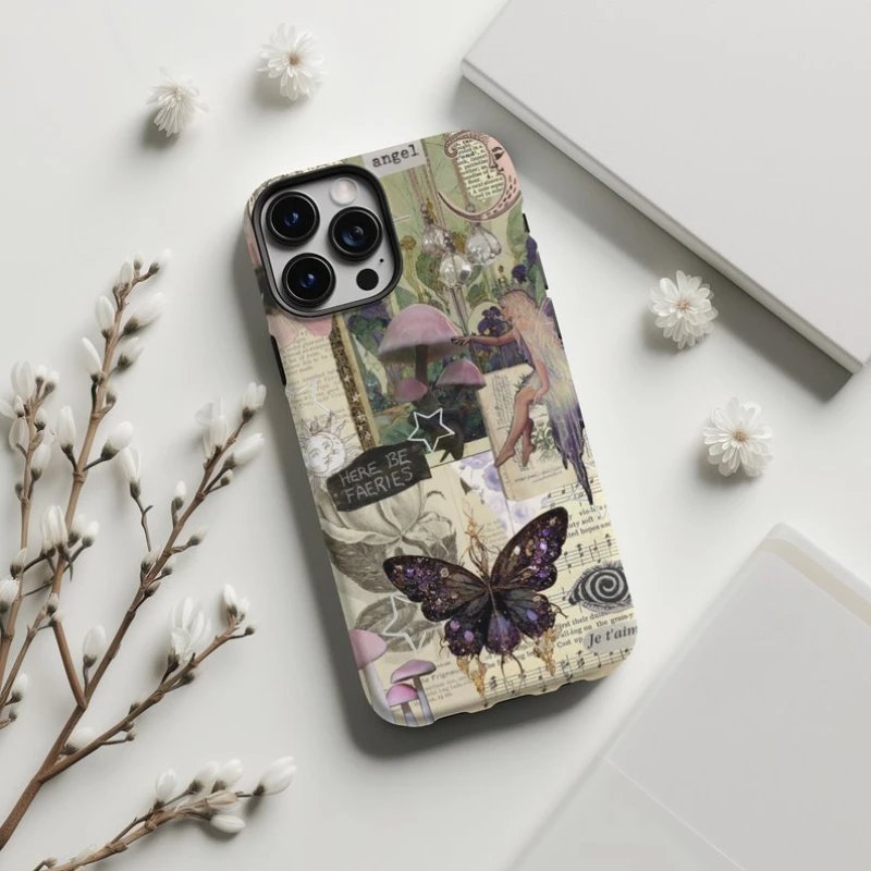Vintage Fairy Grunge Moth Phone Case For IPHONE 15PRO MAX 14 13 12 11 PRO Plus 15pro Acrylic TPU Two in one Mobile Phone Cases