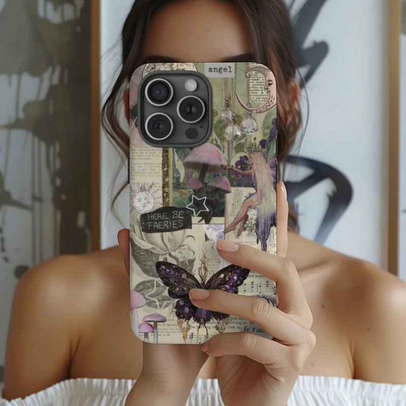 Vintage Fairy Grunge Moth Phone Case For IPHONE 15PRO MAX 14 13 12 11 PRO Plus 15pro Acrylic TPU Two in one Mobile Phone Cases