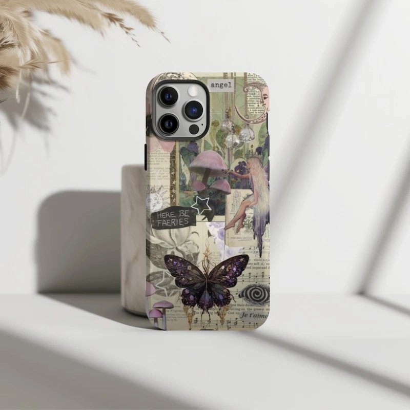 Vintage Fairy Grunge Moth Phone Case For IPHONE 15PRO MAX 14 13 12 11 PRO Plus 15pro Acrylic TPU Two in one Mobile Phone Cases