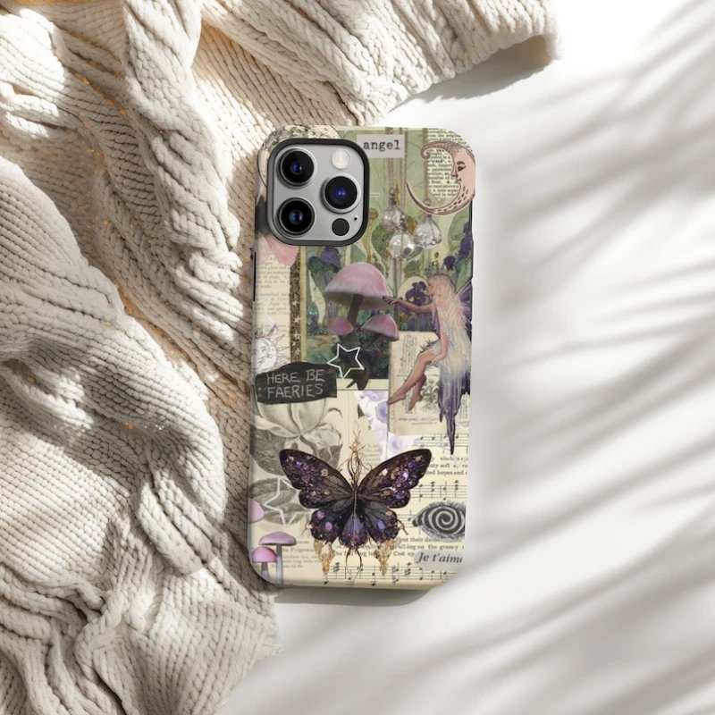 Vintage Fairy Grunge Moth Phone Case For IPHONE 15PRO MAX 14 13 12 11 PRO Plus 15pro Acrylic TPU Two in one Mobile Phone Cases